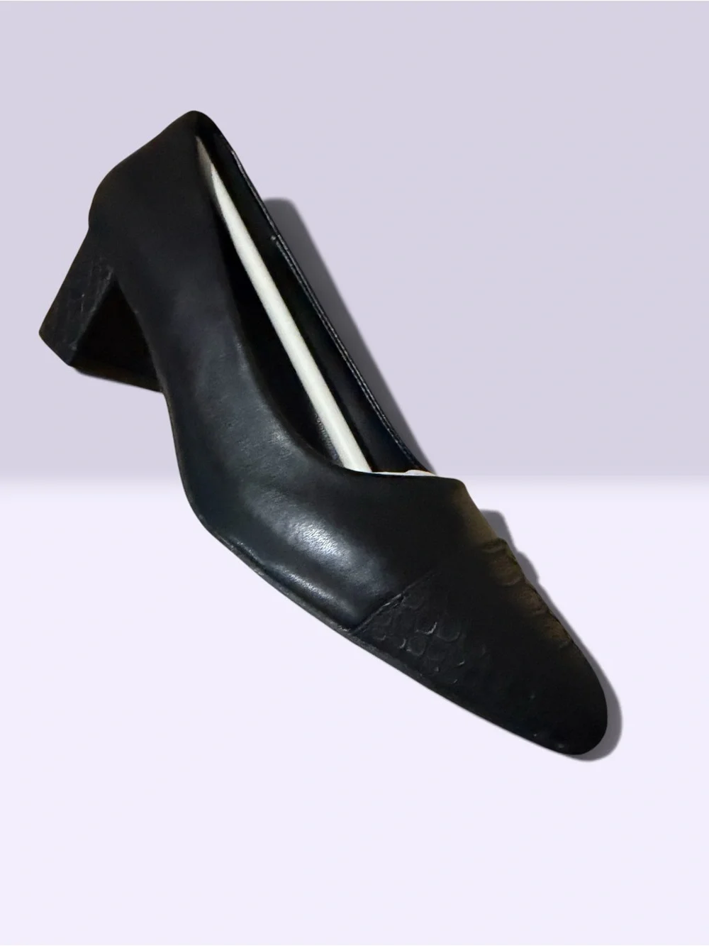 Classic Black Block Heel Pump for Women